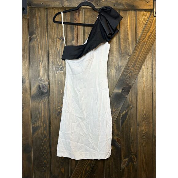 By Marlene Birger Chaitan One Shoulder Black Ruffle Mini Dress - Picture 3 of 10